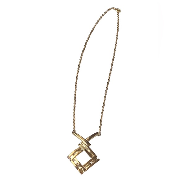 Gold Plated Geometric Diamond Shaped Necklace Woman’s Jewelry Gorgeous!! - Picture 5 of 7